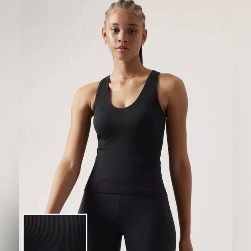 Athleta BLACK Aurora Crop Ribbed Tank Top Women's Athletic Size Small